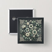 Badge Carré 5 Cm Whispered Clover Knotwork Garden (Devant & derrière)