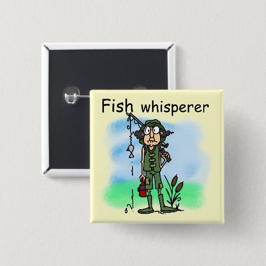 Badge Carré 5 Cm Whisperer de poissons (Devant & derrière)