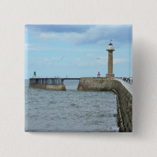Badge Carré 5 Cm Whitby dans le North Yorkshire, Angleterre.
