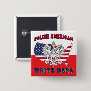 Badge Carré 5 Cm White Deer Texas Polonais Américain