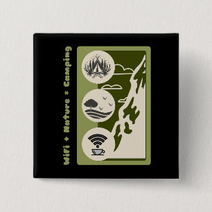 Badge Carré 5 Cm WiFi + nature = aventure de camping