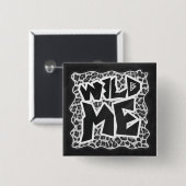 Badge Carré 5 Cm Wild Me Leopard blanc et noir (Devant & derrière)