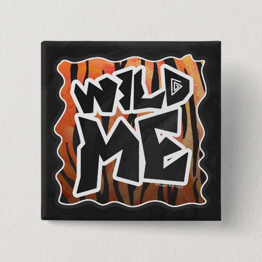 Badge Carré 5 Cm Wild Me Tiger Hot orange et noir (Devant)