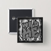 Badge Carré 5 Cm Wild Me Tiger noir et blanc (Devant & derrière)