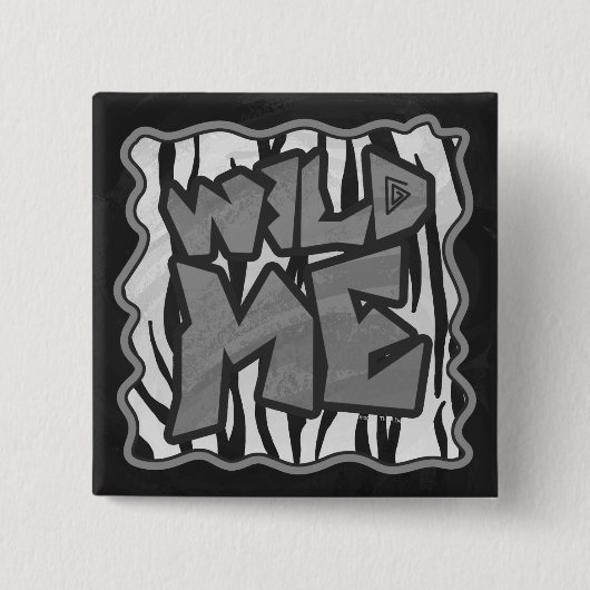 Badge Carré 5 Cm Wild Me Tiger noir et blanc (Devant)