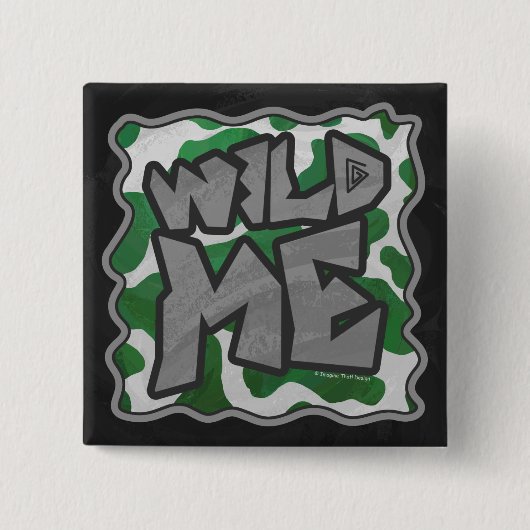 Badge Carré 5 Cm Wild Me Vache Vert et blanc Imprimer (Devant)