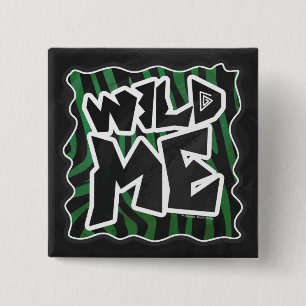 Badge Carré 5 Cm Wild Me vert et noir zèbre modèle