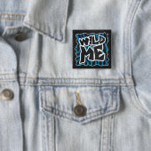 Badge Carré 5 Cm Wild Me Zebra Noir et Bleu (En situation)