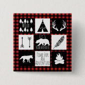 Badge Carré 5 Cm Wilderness rustique & Animaux Buffalo Check Plaid (Devant)