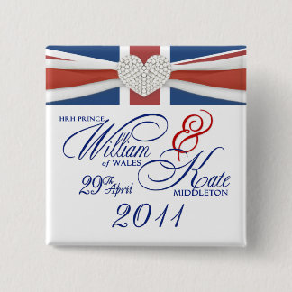 Badge Carré 5 Cm William & Kate Mariage Épingle de conservation com
