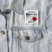 Badge Carré 5 Cm William & Kate Royal Mariage Objets de collection (En situation)