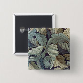 Badge Carré 5 Cm William Morris Acanthus Feuilles (Devant & derrière)
