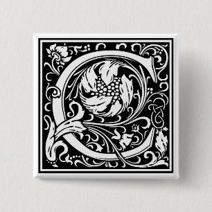 Badge Carré 5 Cm William Morris Alphabet "C"
