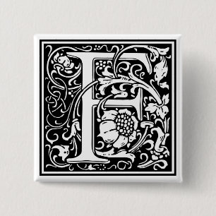Badge Carré 5 Cm William Morris Alphabet "F"