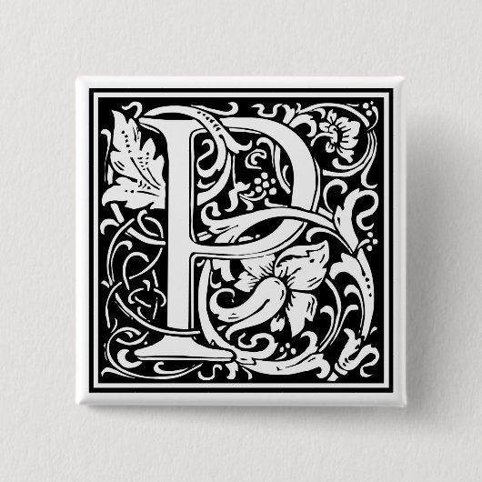 Badge Carré 5 Cm William Morris Alphabet "P" (Devant)