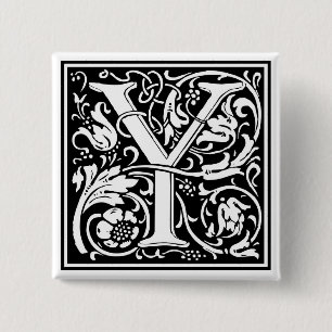 Badge Carré 5 Cm William Morris Alphabet "Y"