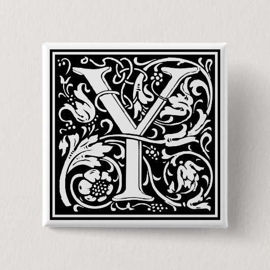 Badge Carré 5 Cm William Morris Alphabet "Y" (Devant)
