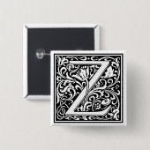 Badge Carré 5 Cm William Morris Alphabet "Z" (Devant & derrière)