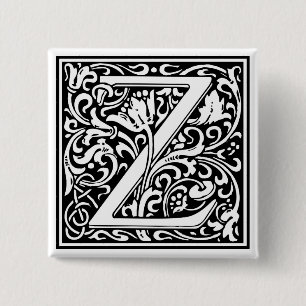 Badge Carré 5 Cm William Morris Alphabet "Z"