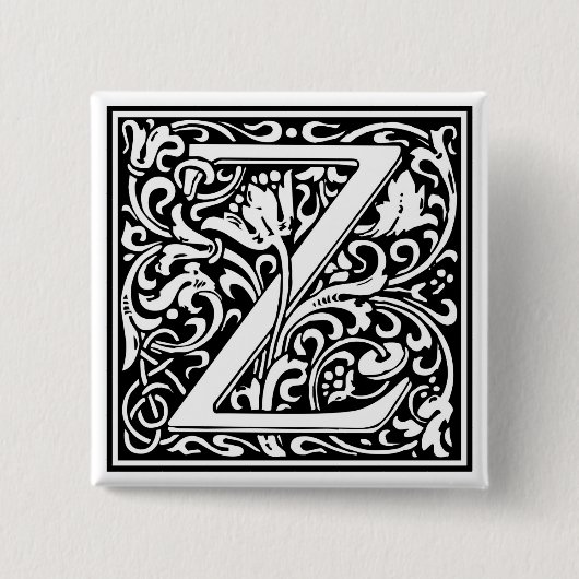 Badge Carré 5 Cm William Morris Alphabet "Z" (Devant)