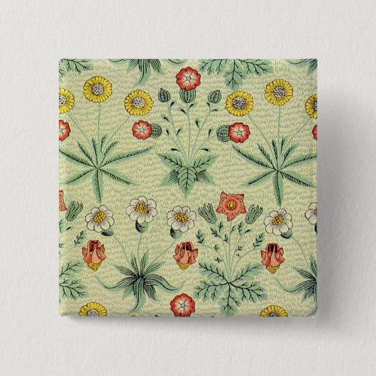 Badge Carré 5 Cm William Morris Daisy Floral Fond d'écran Motif (Devant)