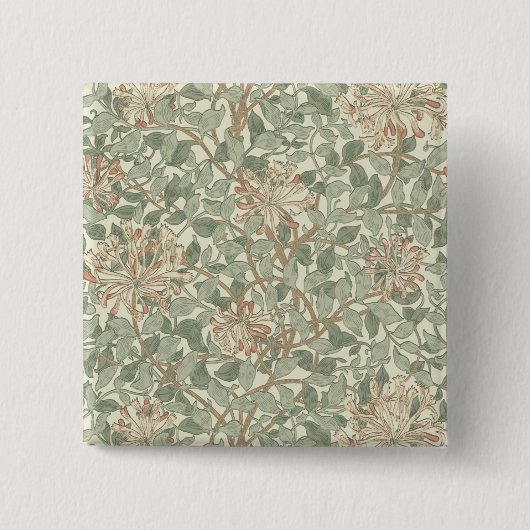 Badge Carré 5 Cm William Morris Honeysuckle Vert Floral (Devant)