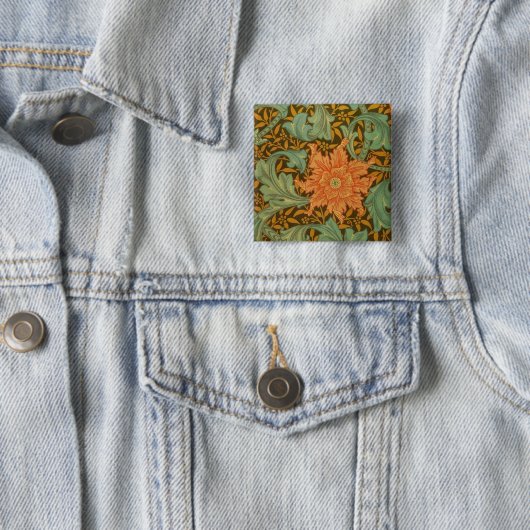 Badge Carré 5 Cm William Morris Single Stem Pattern (En situation)