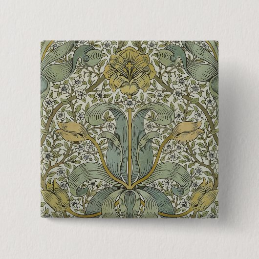 Badge Carré 5 Cm William Morris Spring Motif classique épais (Devant)