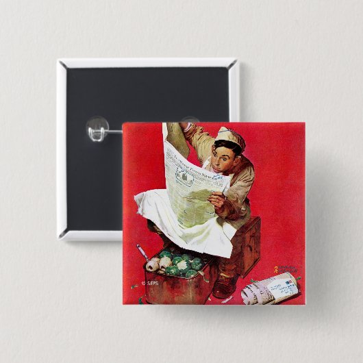 Badge Carré 5 Cm Willie Gillis sur K.P (Devant & derrière)