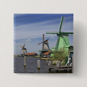 Badge Carré 5 Cm Windmill, Zaanse Schans, Hollande, Pays-Bas 2