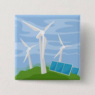 Badge Carré 5 Cm Windmills et cellules solaires