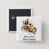 Badge Carré 5 Cm wine-tasting-7, accueillent un échantillon de vin (Devant & derrière)
