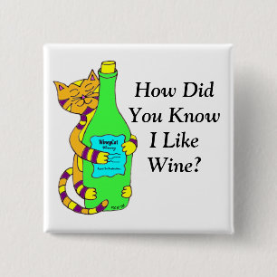 Badge Carré 5 Cm Wineycat, "comment vous avez su I LikeWine ?"