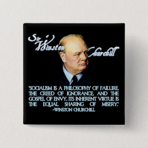 Badge Carré 5 Cm Winston Churchill sur le socialisme