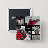 Badge Carré 5 Cm Winter fun kids games snow customizable text perso (Devant & derrière)