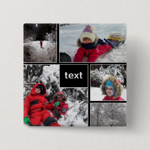 Badge Carré 5 Cm Winter fun kids games snow customizable text perso