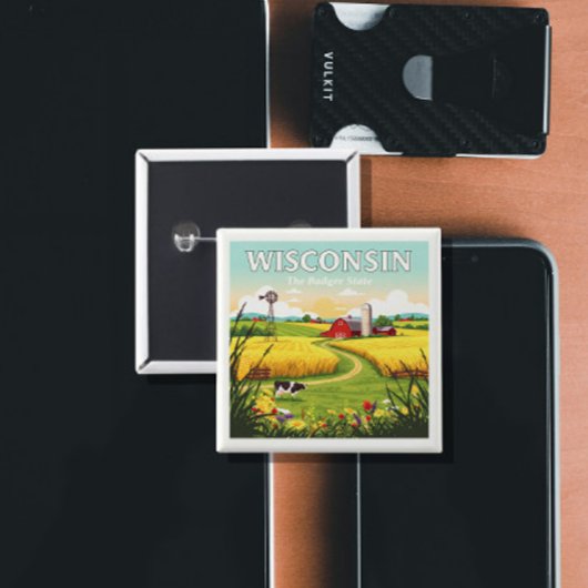 Badge Carré 5 Cm Wisconsin vintage