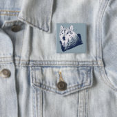 Badge Carré 5 Cm Wolf forestier (En situation)