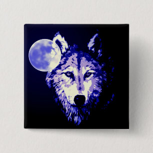 Badge Carré 5 Cm Wolf & Lune noir nuit Collage