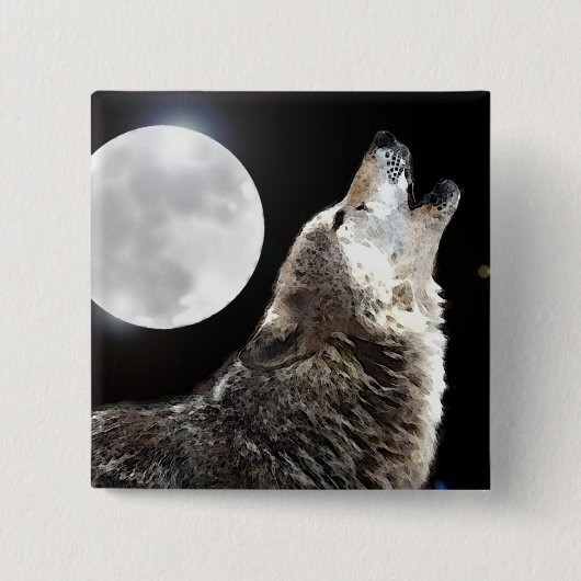 Badge Carré 5 Cm Wolf & Moon (Devant)