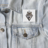Badge Carré 5 Cm wolf×woods (En situation)
