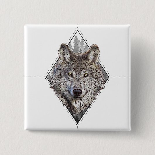Badge Carré 5 Cm wolf×woods (Devant)