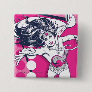 Badge Carré 5 Cm Wonder Woman Retro Glam Caractère Art