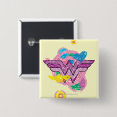 Badge Carré 5 Cm Wonder Woman Scribbles colorés (Devant & derrière)