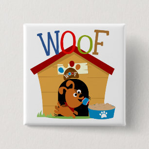 Badge Carré 5 Cm Woof Dog