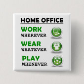 Badge Carré 5 Cm Work From Home Office Funny (Devant)