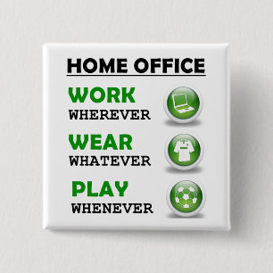 Badge Carré 5 Cm Work From Home Office Funny