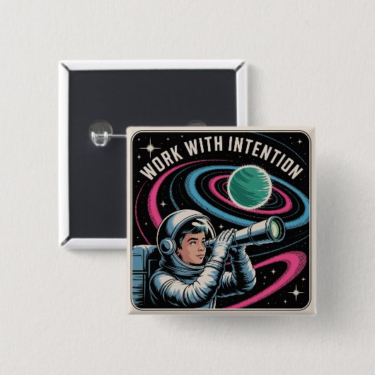 Badge Carré 5 Cm Work With Intention (Devant & derrière)