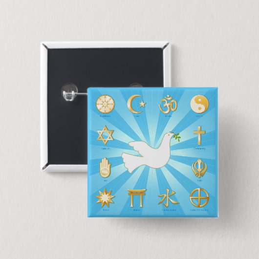 Badge Carré 5 Cm World of Peace (Devant & derrière)