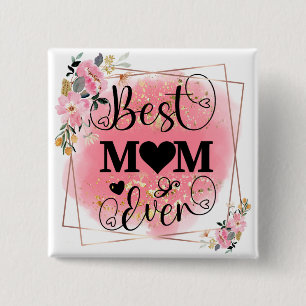 Badge Carré 5 Cm Worlds Best Mom Elegant Mère's Birthday Cadeau